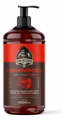 Shampoo Para Cabelo 2 Em 1 Barba Negra 1000ml Don Alcides