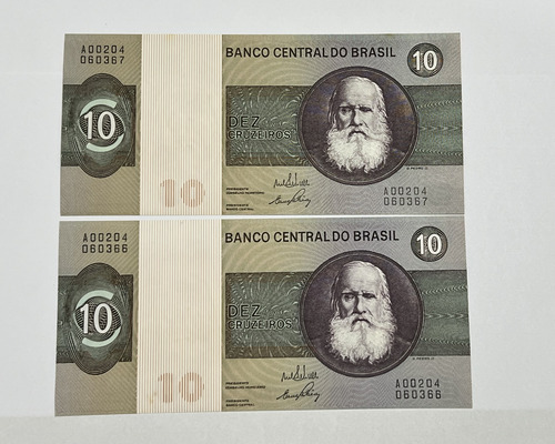 2 Cédulas 10 Cruzeiros C 137 1970 F.e. (chanc. Delfin Neto)