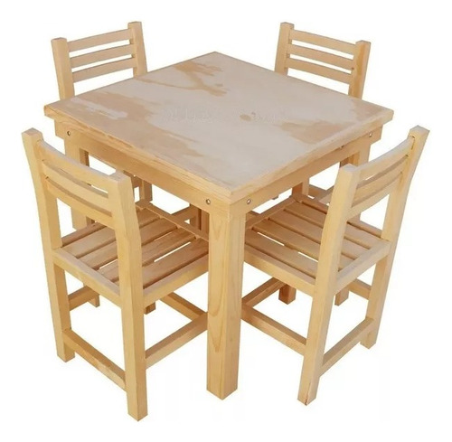 Mesa De Madera Mas 4 Personas Sillas Uso Rudo Restaurante Bar Café Sin Barniz Comedor Hogar Muebles Vanely Desayunador 