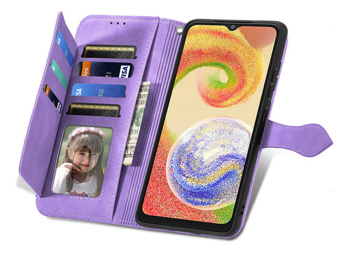 B Funda De Piel Con Tarjetero Y Soporte For Samsung
