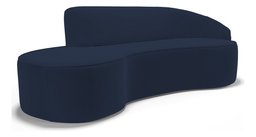 Sofá Living 4 Lugares 300cm Braço Dir Mozart Veludo Azul