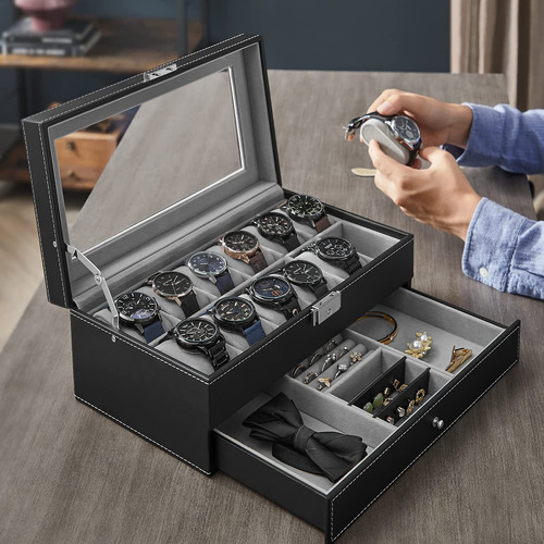 Caja De Almacenamiento De Relojes, Joyero Con 12