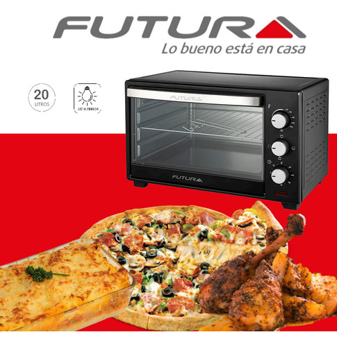 Horno Electrico Futura 20 Lts 1280 W Con Accesorios Dimm