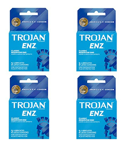 Trojan Enz Lubricated 1 - 3 Pack (package Of 4)