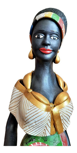 Imagem 5 de 9 de Boneca Africana Saia E Faixa Coloridas Artesanato Caruaru