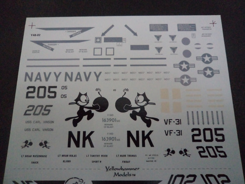 Decal Set Escala 1/48 Para F-14 Tomcat Vf-2 E Vf-31 (Usado)