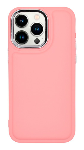 Protector iPhone 13 Pro Max Con Relieve Color Fucsia Pastel