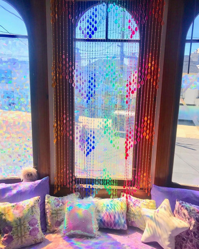 Imagem 8 de 10 de Cortina De Miçanga Acrilica Modelo Cascata Multicolorida