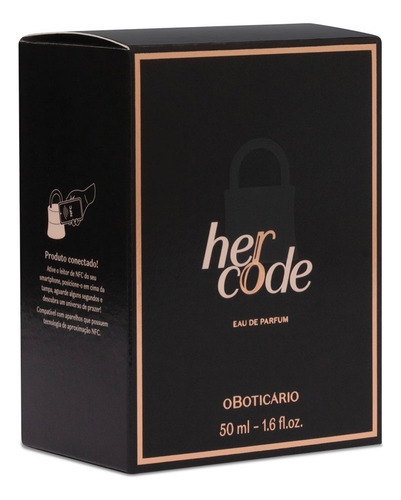 Perfume Her Code O Boticário Eau De Parfum 50 Ml O Perfume Do Cadeado, Original, Pronta Entrega