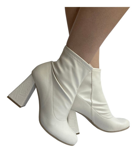 Imagen 5 de 10 de Botin Stretch Felipe Rentería Moda Tacón Geométrico 8cms