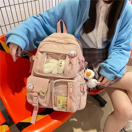 Multi Bolsos Nylon Senhoras Mochila Grande Capacidad Bonito
