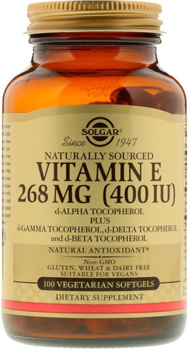 Solgar Vitamina E 268 Mg (400 Iu) Vegano 100 Cápsulas Sabor Neutro