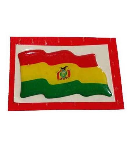 Calco Resinado Sticker Bandera Bolivia Flameante 70 X 45 Mm 