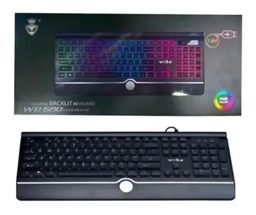 Teclado Gamer Weibo Qwerty Color Negro Con Luz Rgb