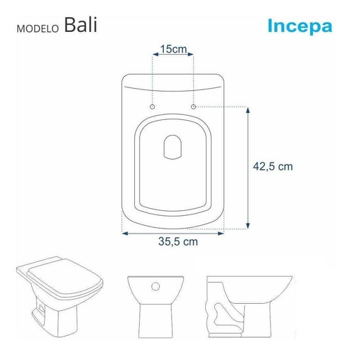 Imagem 3 de 6 de Tampa De Vaso Sanitário Bali Branco Para Bacia Incepa 6lpf