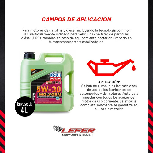 Imagen 3 de 7 de Aceite De Motor Molygen 5w-30 Dpf Sintético 1lt Liqui Moly