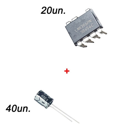 Imagem 2 de 3 de 20 Pçs Ci Lnk306pn + 40 Cap 4,7uf 450v 306 Pn Dip