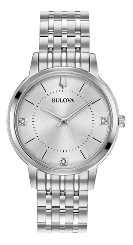 96p183 Reloj Bulova Diamante Plateado