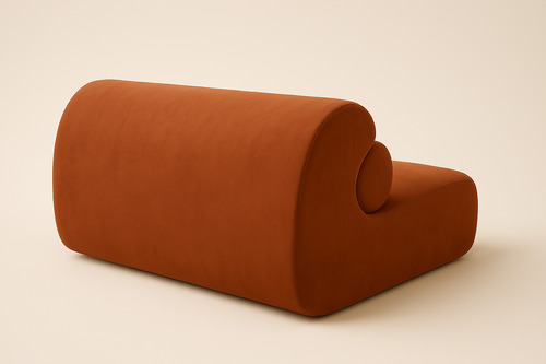 Sofá Modular 2 Lugares Elegance 100% Espuma Compacto A Vácuo Laranja-escuro Liso