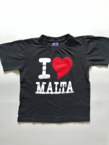 Blusa Franela Unisex I Love Malta Talla 10 Negro 33cmx45cm