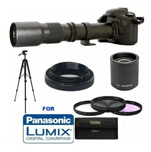Imagen 1 de 8 de Lente 500mm / 1000mm Para Panasonic Lumix Gh5 Gh4 Gh3 Gx8...