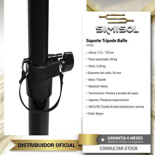 Imagen 2 de 6 de Par De Tripodes Soporte Pie De Bafles 50 Kg Stagg + Funda