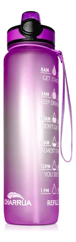 comprar Botella De Agua Motivacional 1 Litro Pico De Silicona Color Rosa Chicle