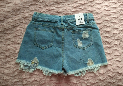 Short De Jean Con Bordado Flores Talla 28 Nuevo Importado