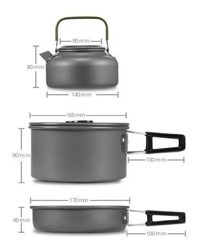 Set Ollas Outdoor Camping Cocinilla Utensilios Ds-308