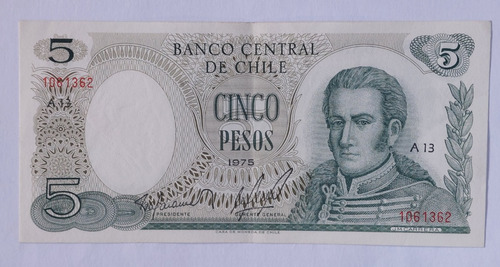 Billete  De Cinco Pesos 1975