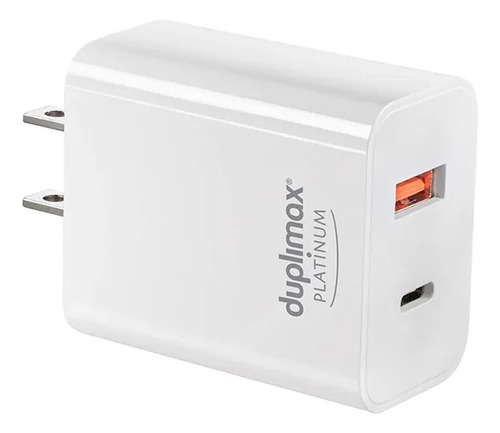 Cargador De Pared 2 Puertos 1 Usb Y 1 Usb C Duplimax, 310022