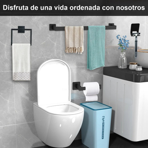 Juego De Accesorios Para Baño Toallero 304 Inoxidable 12 Pzs Negro