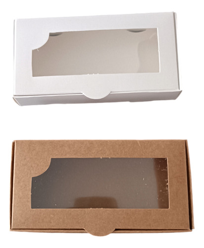 Pack 10 Cajas De Cartulina Auto Armables 14x7cm Con Ventana
