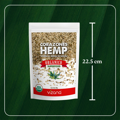 Corazones De Hemp Orgánico 200g Vizana Nutrition