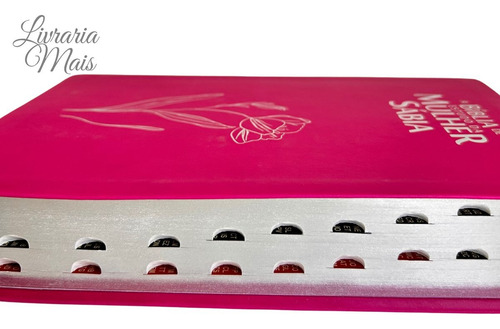 Bíblia De Estudo Da Mulher Sábia Full Color Com Harpa Capa Magnólia Pink Com Índice