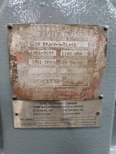 Mo-4924, Rebuilt Roots Rotary Lobe Vacuum Blower 1016 Dv Bbf (Reacondicionado)