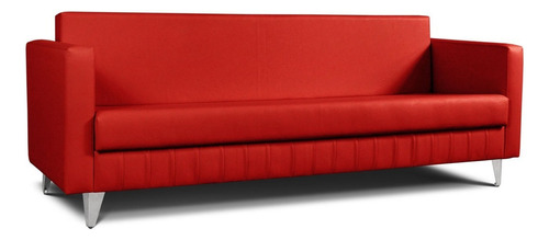 Sofa Cama 2.12 Metros Ecocuero Color Rojo Diseño De La Tela Eco Cuero