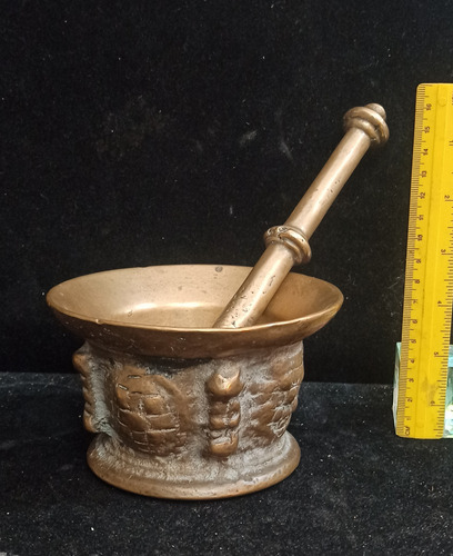 Antiguo Mortero Con Pilón Bronce Macizo (Usado)
