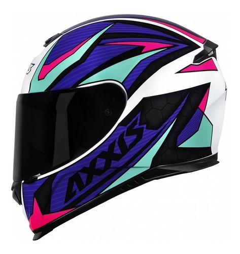 Capacete Axxis Eagle Power Gloss White Purple Tifany