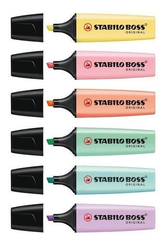 Resaltador Stabilo Boss Pastel X 6 Unidades