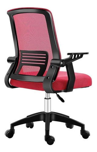 Silla de escritorio Crusec D01 ergonómica  roja y negra con tapizado de mesh