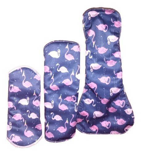 Toalla Sanitaria Reutilizable Protector Regular Nocturna Diseño De La Tela Flamingos