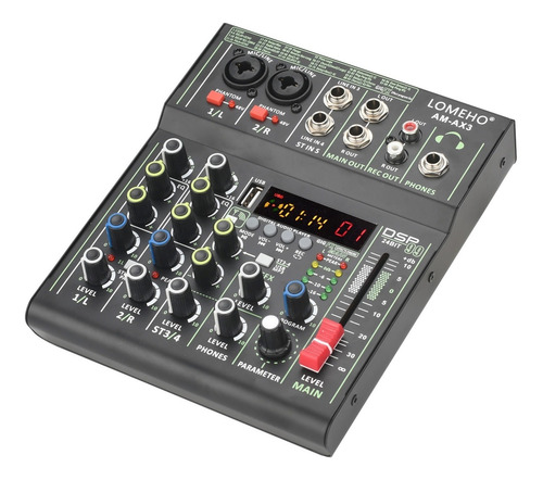 Imagen 5 de 8 de Mini De 4 Canales Mezclador De Audio Phantom Power 99 Dsp