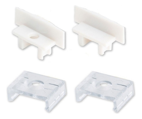 Kit 2 Tapas Y 2 Clips Para Perfil Aluminio Per-11 Demasled Luz Blanco