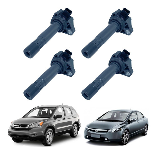 Kit Bobina Ignição Honda New Civic 1.8 Crv 2.0 2007 A 2011 