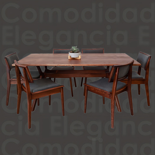 Mesa De Comedor Paris Para 6 Personas Estilo Escandinavo Color de la tapa Café tabaco Color de las patas Chocolate