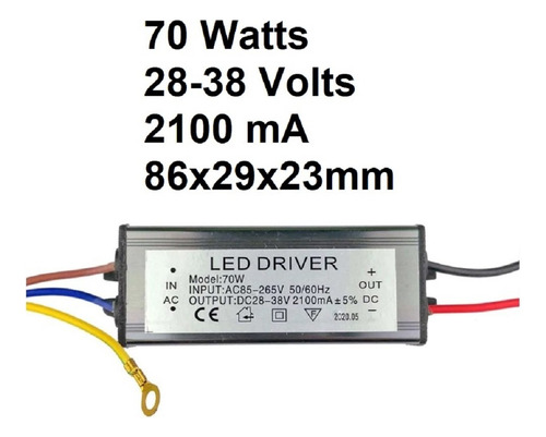 Led Driver Corriente Constante Ip65 70w 28-38vdc 2100 Ma