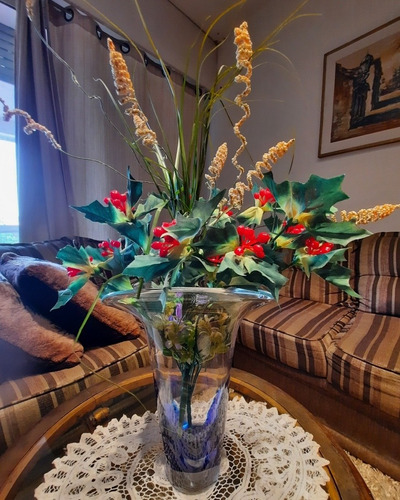 Gran Florero/centro De Mesa En Cristal Francés Impecable .