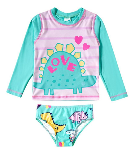 Conjunto Bebe Infantil Biquini Camiseta Praia Proteção Solar