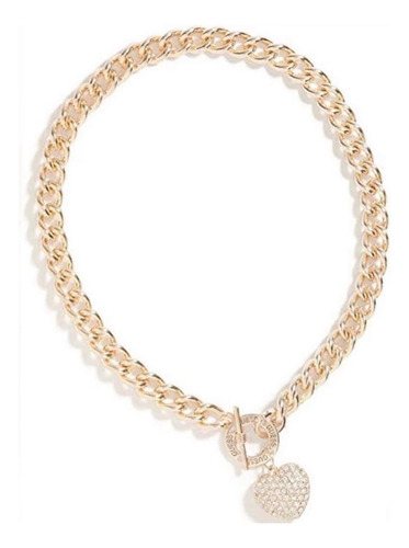 Collar Guess Cadena Mujer Color Oro Con Brillantes Hermosos